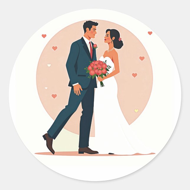 Adesivo Casal Romântico de Casamento (Frente)
