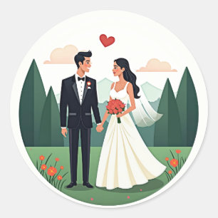 Adesivo Casal Romântico de Casamento