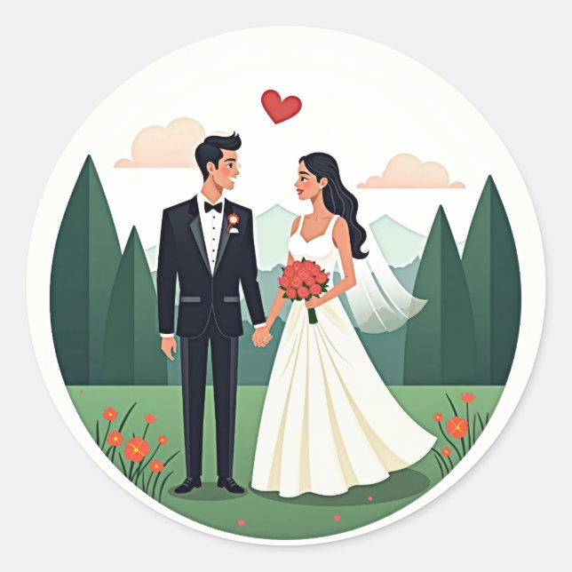 Adesivo Casal Romântico de Casamento (Frente)