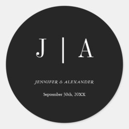 Adesivo Casal Simples Moderno Monograma Nome Preto e Branc