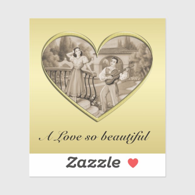 Adesivo Casal Vintage Romance, homem e mulher, ouro (Folha)