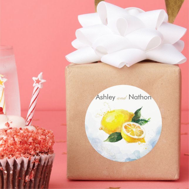 Adesivo Casamento Amarelo-Azul-Limão Elegante (Festa)