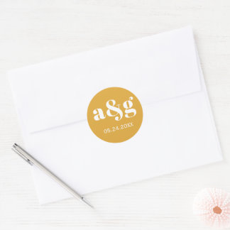 Adesivo Casamento amarelo simples, elegante, de mostarda