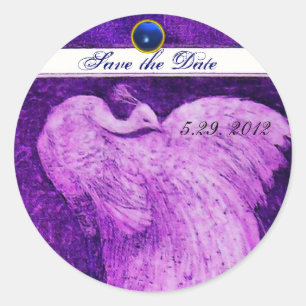 Adesivo CASAMENTO AMOR PEACOCK Salvar Data Púrpura Azul G