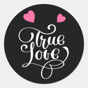 Adesivo Casamento Amor Verdadeiro Preto Corações Rosa Fest