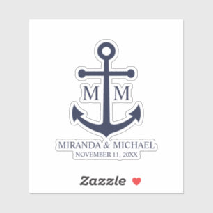 Adesivo Casamento Âncora Azul Marinho Náutico