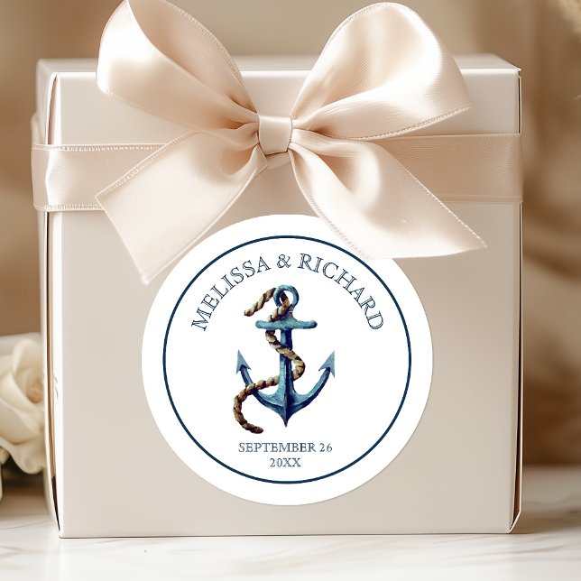 Adesivo Casamento Âncora Azul Marinho Rústico (Criador carregado)