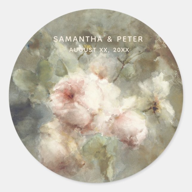 Adesivo Casamento Antiquado Elegante de Rosas (Frente)