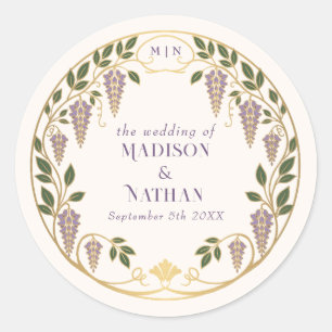 Adesivo Casamento Arte Nova Dourado Roxo Wisteria