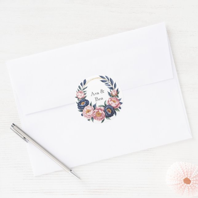 Adesivo Casamento Azul Blush e Marinho (Envelope)