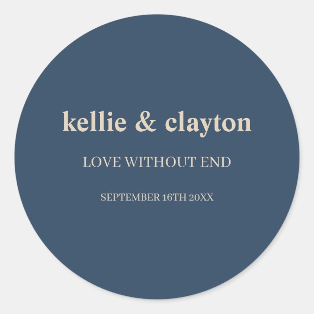 Adesivo Casamento Azul Clássico Tipo Moderno (Frente)