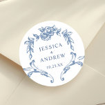 Adesivo Casamento Azul com Grace Floral Dusty, Ornamentado<br><div class="desc">Para mais personalização,  clique no link "personalizar mais" e use nossa ferramenta design para modificar esse modelo. Se precisar de ajuda ou itens correspondentes,  entre em contato comigo.</div>