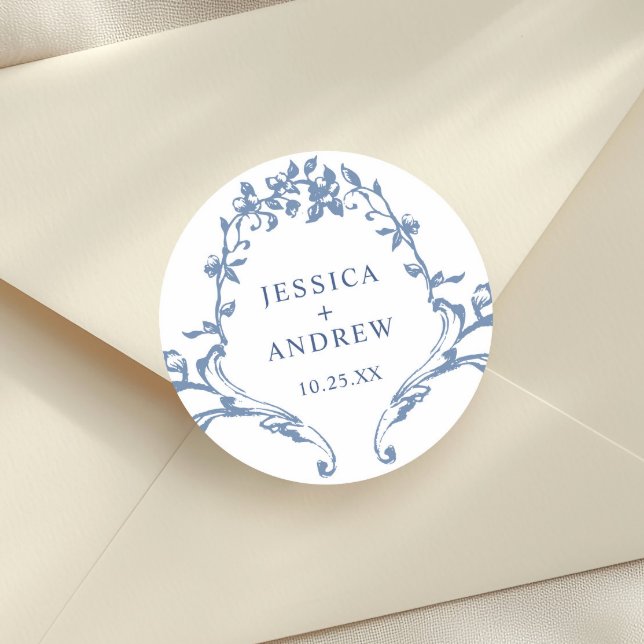 Adesivo Casamento Azul com Grace Floral Dusty, Ornamentado (Criador carregado)