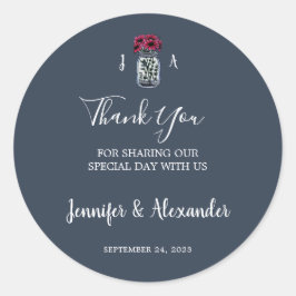 Adesivo Casamento azul de marinho de Mason jar Russo