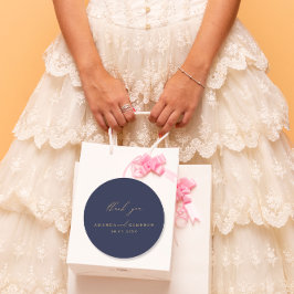 Adesivo Casamento Azul do Marinho de Caligrafia Dourada ro