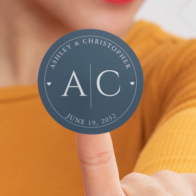 Adesivo Casamento Azul do Marinho Moderno Elegante (Criador carregado)