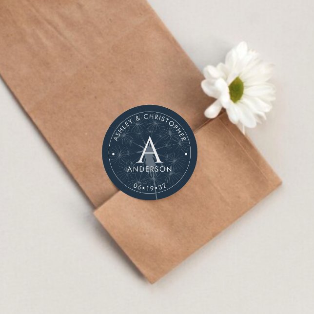 Adesivo Casamento Azul do Marinho Moderno Elegante (Criador carregado)