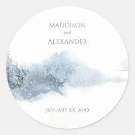 Adesivo Casamento Azul e Branco da Neve Quente