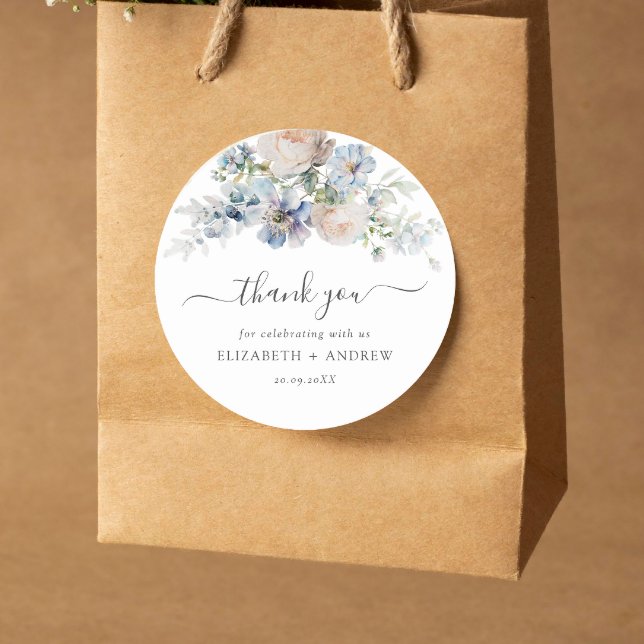 Adesivo Casamento Azul e Branco Elegante (Criador carregado)