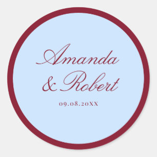 Adesivo Casamento Azul e Burgundy com Letra Elegante