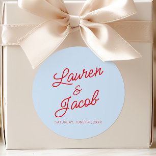 Adesivo Casamento Azul e Vermelho Minimalista Moderno