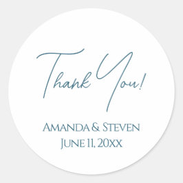 Adesivo Casamento Azul Elegante Obrigado