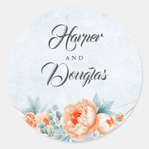 Adesivo Casamento azul empoeirado da aguarela das flores