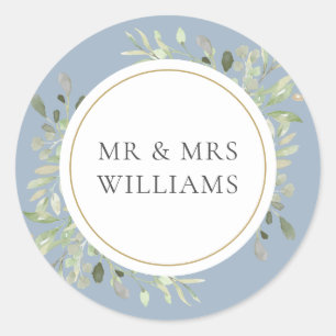 Adesivo Casamento Azul Empoeirado Verde MR & MRS