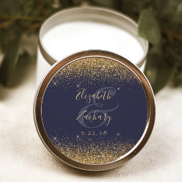 Adesivo Casamento Azul Escuro Dourado com Script de Largur