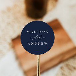 Adesivo Casamento Azul-Marinho Caligrafia Elegante