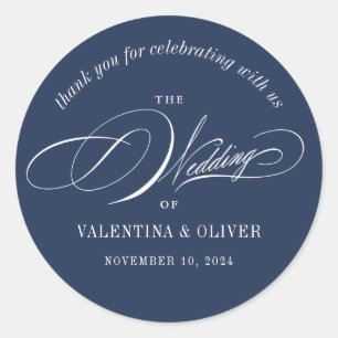 Adesivo Casamento Azul Marinho Caligrafia Elegante