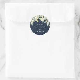 Adesivo Casamento Azul-marinho Elegante Snowberry+Eucalipt