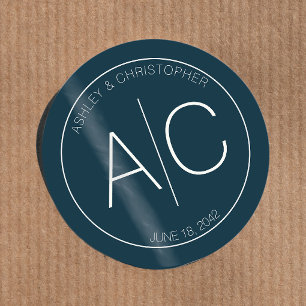 Adesivo Casamento Azul Marinho Minimalista Moderno