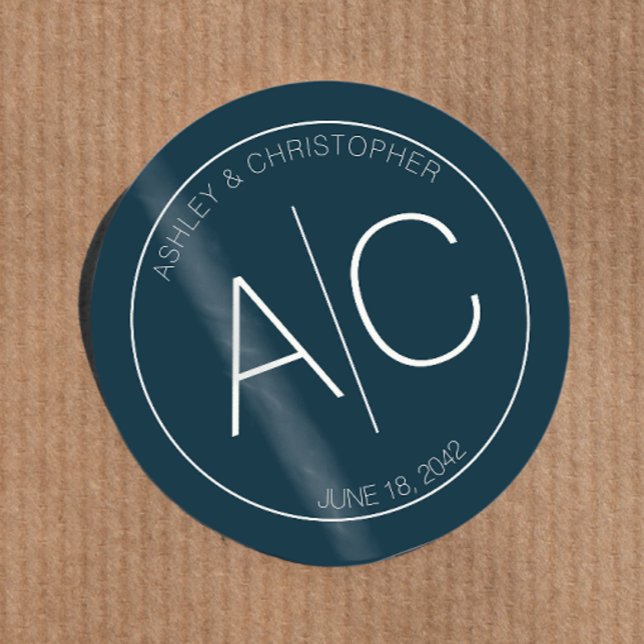 Adesivo Casamento Azul Marinho Minimalista Moderno (Criador carregado)