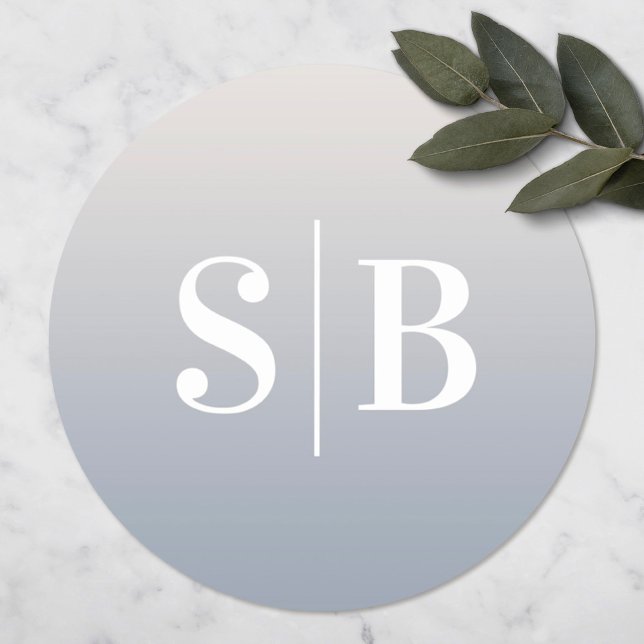 Adesivo Casamento Azul Ombre Monograma Esbranquiçado E Dus (Criador carregado)