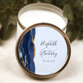 Adesivo Casamento Azul Pálido Dourado Escrito Agata Marinh