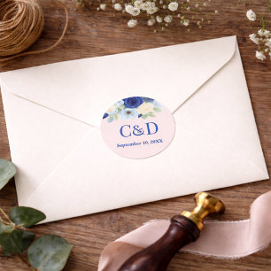 Adesivo Casamento Azul Royal Água-Marinha Flores Água-Ivor