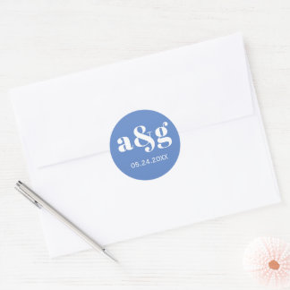 Adesivo Casamento azul simples, elegante monograma