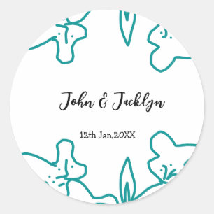 Adesivo Casamento azul turquesa casal nome data flstylish