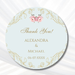 Adesivo Casamento Barroco Azul Floral - Obrigado