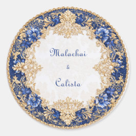 Adesivo Casamento Barroco em Ouro Azul Safira Vitoriano Re