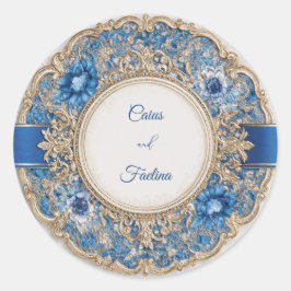 Adesivo Casamento Barroco em Ouro Azul Safira Vitoriano Re
