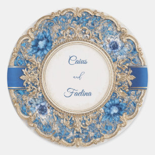 Adesivo Casamento Barroco em Ouro Azul Safira Vitoriano Re