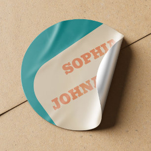 Adesivo Casamento bege laranja azul-petróleo retrô groovy 