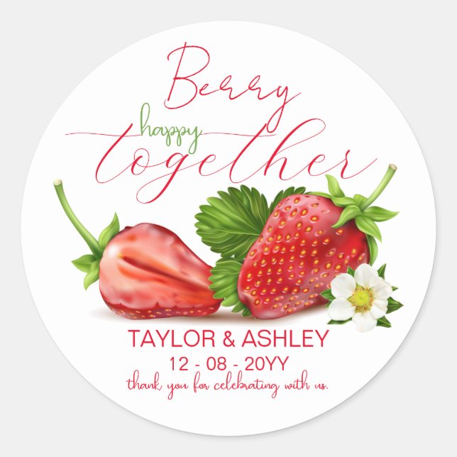 Adesivo Casamento Berry Felizes Juntos (Frente)