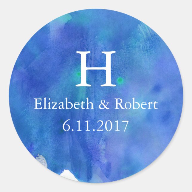 Adesivo Casamento Blue Watercolor (Frente)