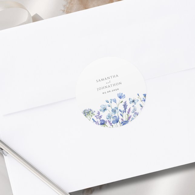 Adesivo Casamento Blue Wildflower Watercolor (Criador carregado)