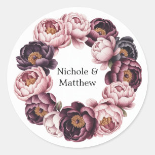 Adesivo Casamento Blush and Plum Peony Wreath