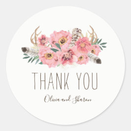 Adesivo Casamento Boêmia Watercolor Obrigado Stickers