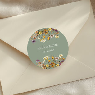 Adesivo Casamento Boho Flor Silvestre Verde Salvia